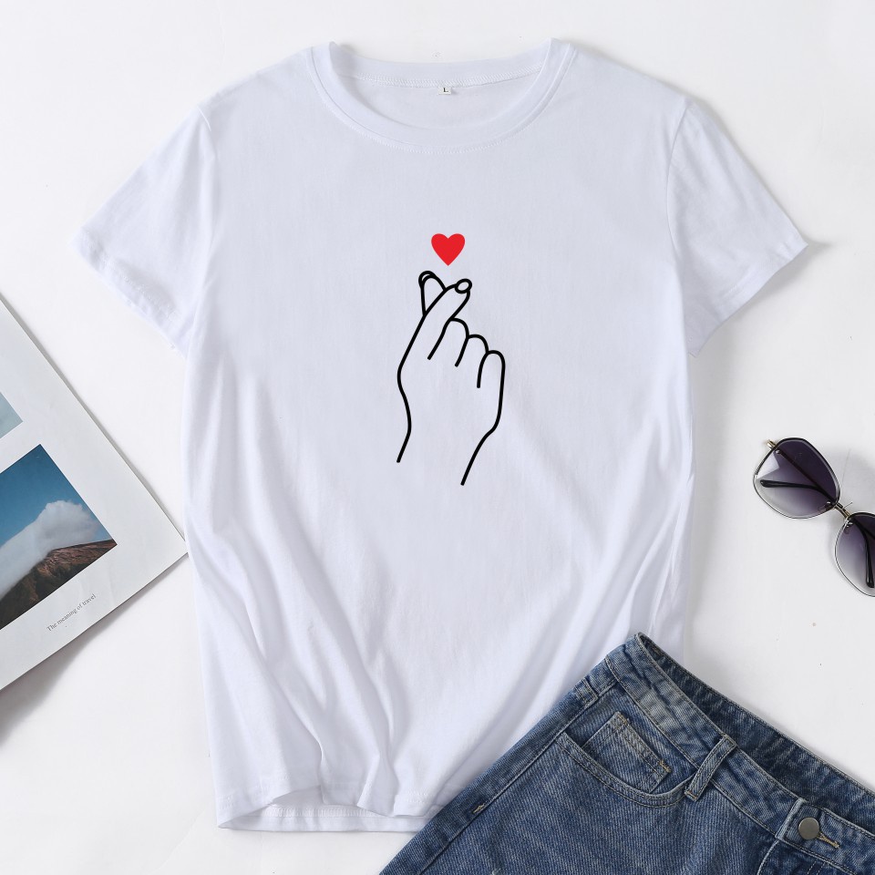 Áo thun nữ ZXYOUPING tay ngắn cổ tròn in họa tiết đơn giản thời trang mùa hè phong cách Hàn Quốc