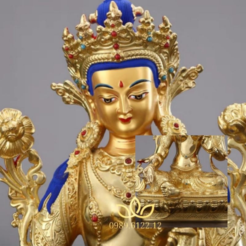 Tara Xanh Lục Độ Mẫu Bồ Tát tượng đồng mật tông Tây Tạng