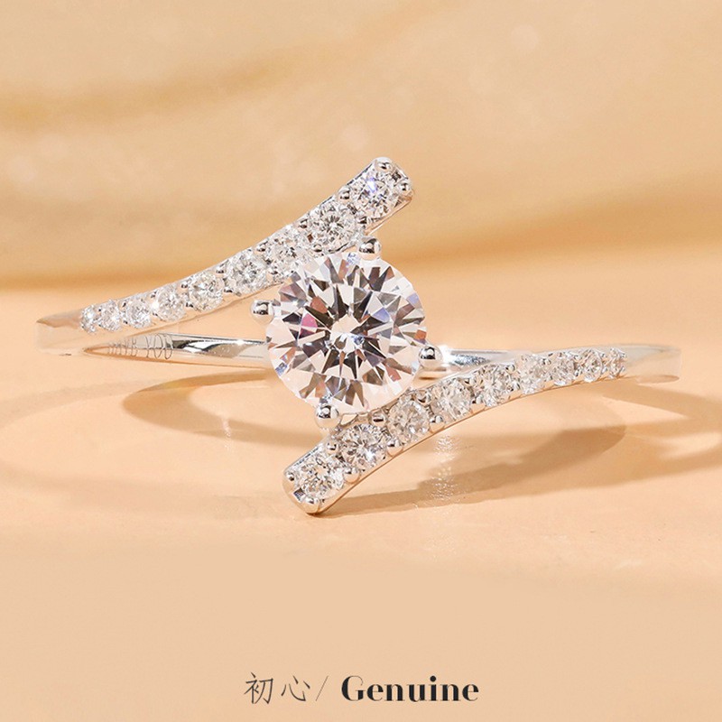 Nhẫn bạc 925 phụ nữ kim cương moissanite 2 carat đồ trang sức thời trang