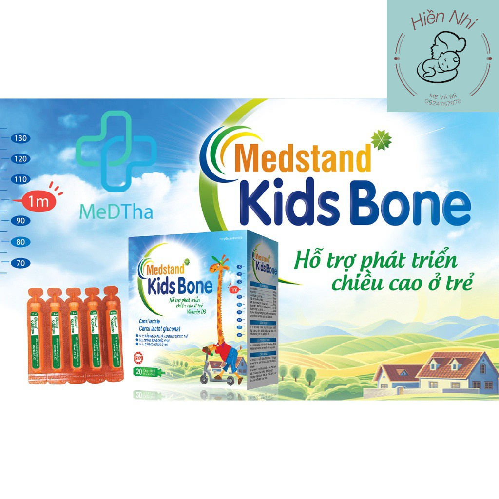 Siro Canxi+D3K2 MK7 KIDS BONE - Hỗ trợ phát triển chiều cao ở trẻ, bổ sung Canxi và Vitamin D3 (Hộp 20 ống) MEDSTAND