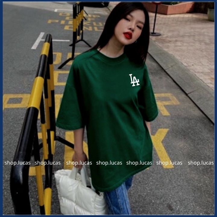 Áo Thun MLB LA NY Xanh Lá Cây Đậm Nam Nữ Áo Phông Xanh Rêu Unisex bigsize XXL 2XL shop.lucas