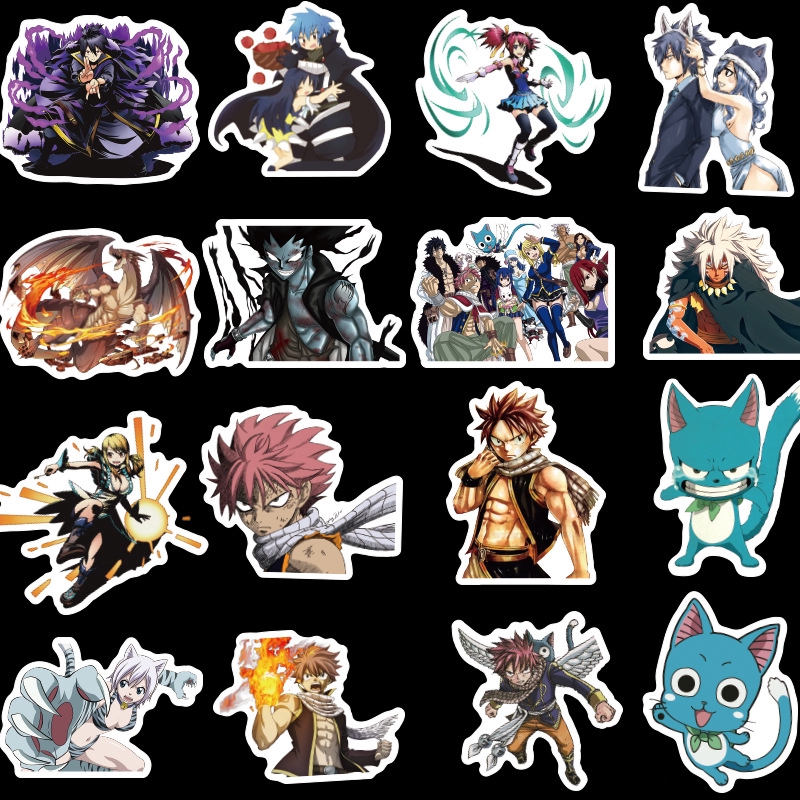 ❉ Fairy Tail - Series 01 Anime Natsu Lucy Erza Happy Stickers ❉ 50Pcs/Set Waterproof DIY Fashion Decals Doodle Stickers