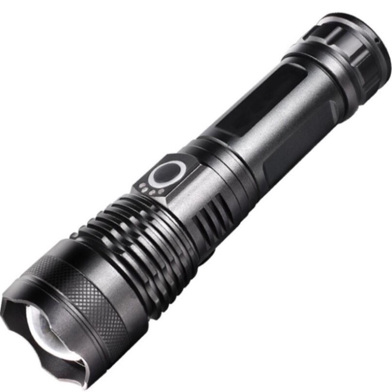 Đèn pin siêu sáng XHP50 chính hãng bản cao cấp tích điện dung lượng lớn hộp đen ngắn