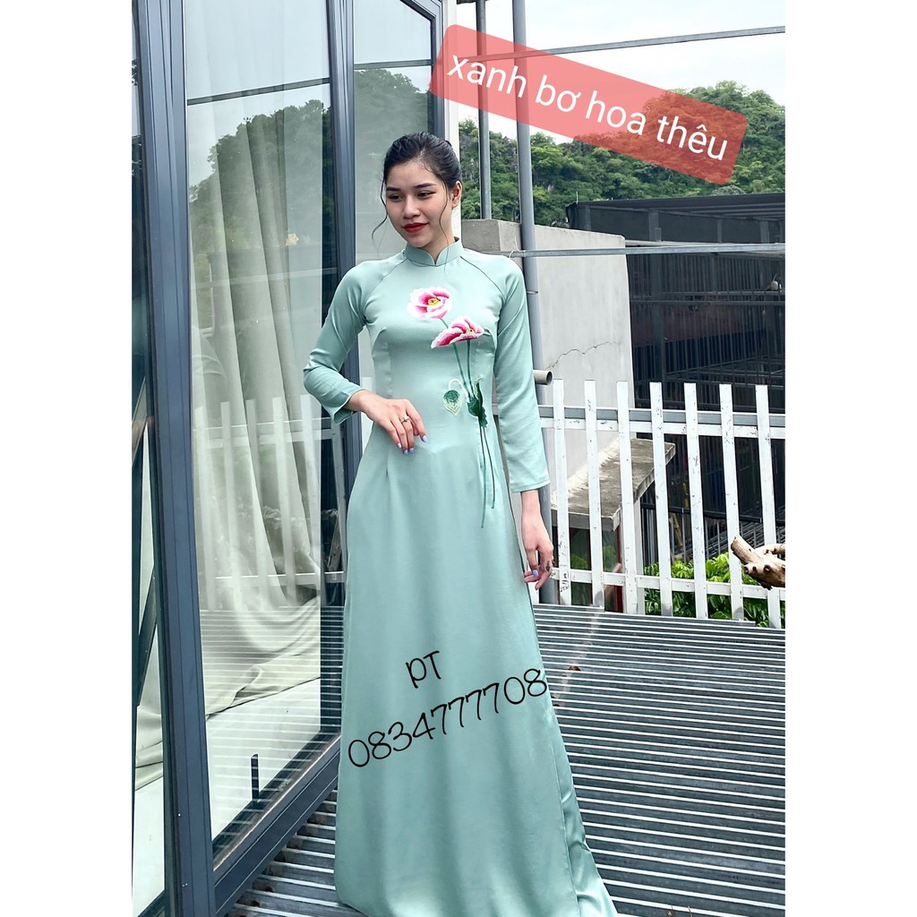 ÁO DÀI TRUYỀN THỐNG TÂY THI HOA THÊU TAY TỈ MỈ , XINH XẮN