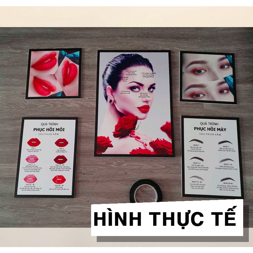 Tranh phun xăm thẩm mỹ bộ 5 bức kích thước 30x45, 40x60