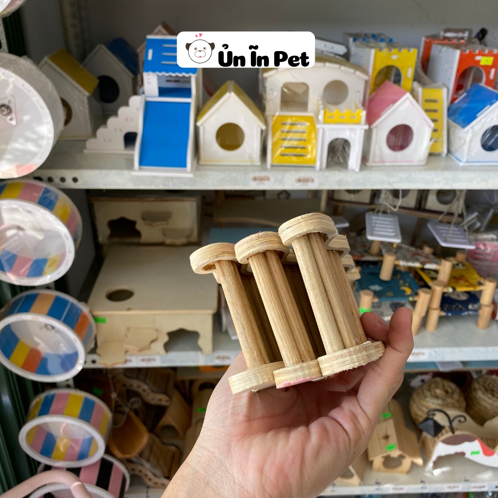 Trang trí chuồng hamster, thang gỗ tự nhiên
