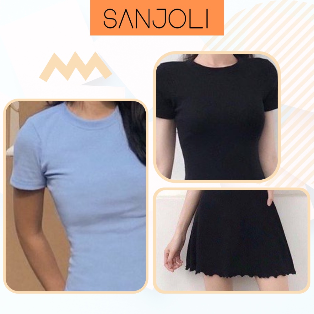 Váy Body SANJOLI Đầm Thun Ôm Body Ôm Eo Dáng Xòe Tay Ngắn Đi Dự Tiệc Sang Chảnh VD064 | BigBuy360 - bigbuy360.vn