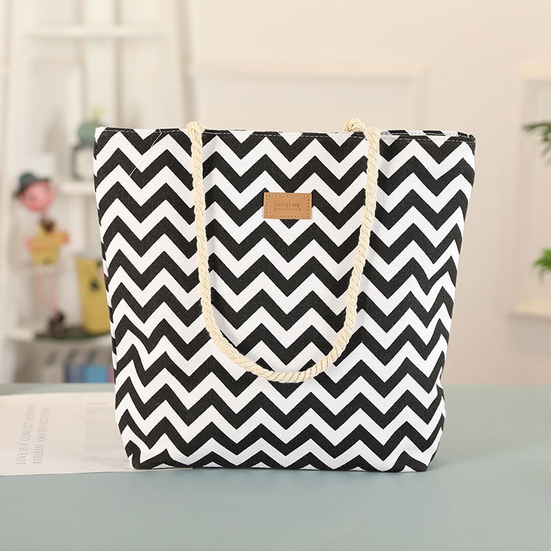 Túi đựng cơm khoá kéo vải Oxford chống thấm hoạ tiết vẩy sơn (size 38x40cm)