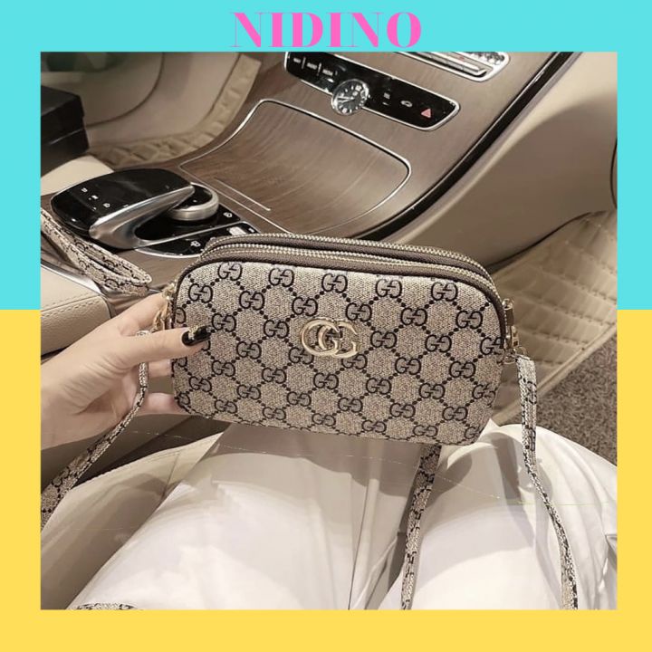 Túi ví cầm tay đeo chéo 3 ngăn size 20 thời trang nữ