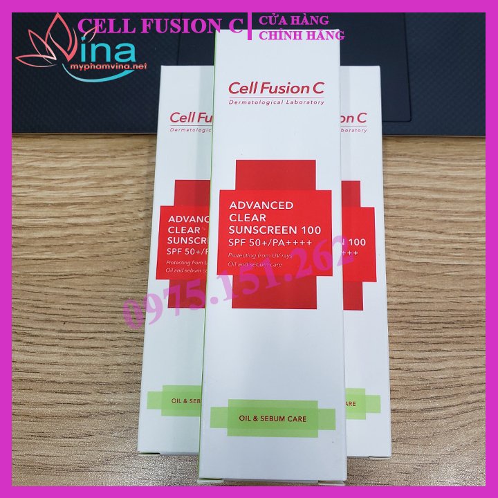 Kem chống nắng Cell Fusion C Advanced Clear Sunscreen 100 SPF 50/PA++++ 50ml