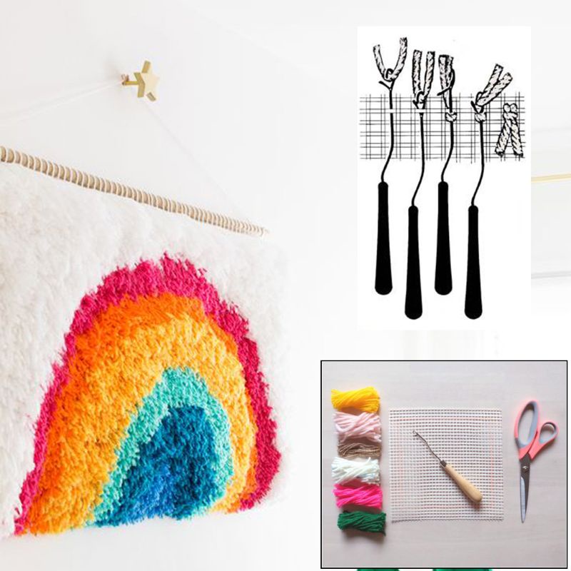 Cây đan móc lưới vải canvas bằng gỗ DIY làm thảm treo tường / thảm trải sàn / thêu đồ thủ công trang trí nội thất
