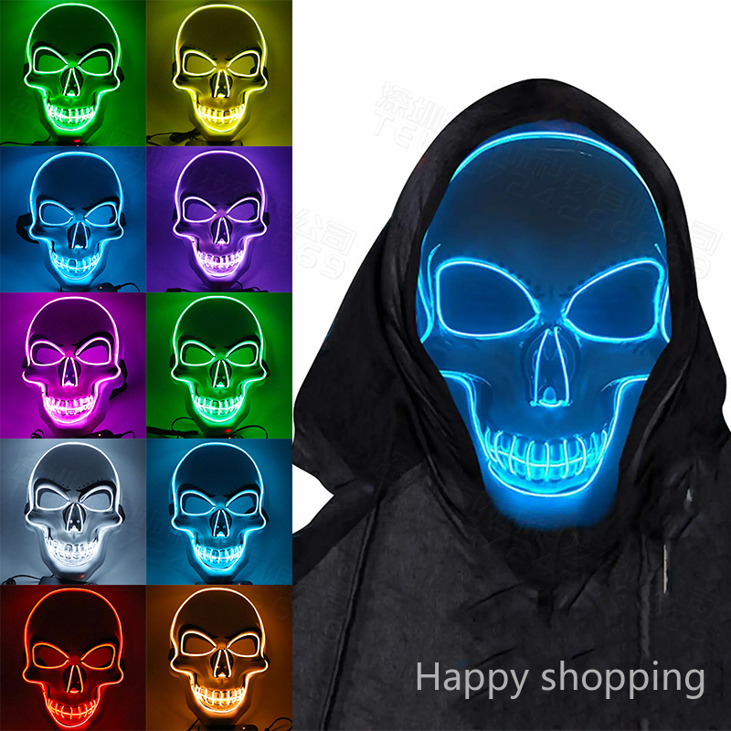 Mặt Nạ Đầu Lâu Có Đèn Led Phát Sáng Cho Halloween