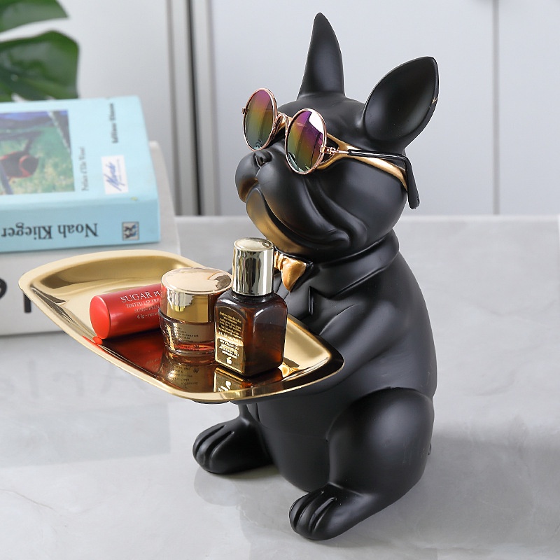 Tượng Chó Bulldog, Khay Đựng Chìa Khóa Trang Trí Nhà Cá Tính Sang Trọng