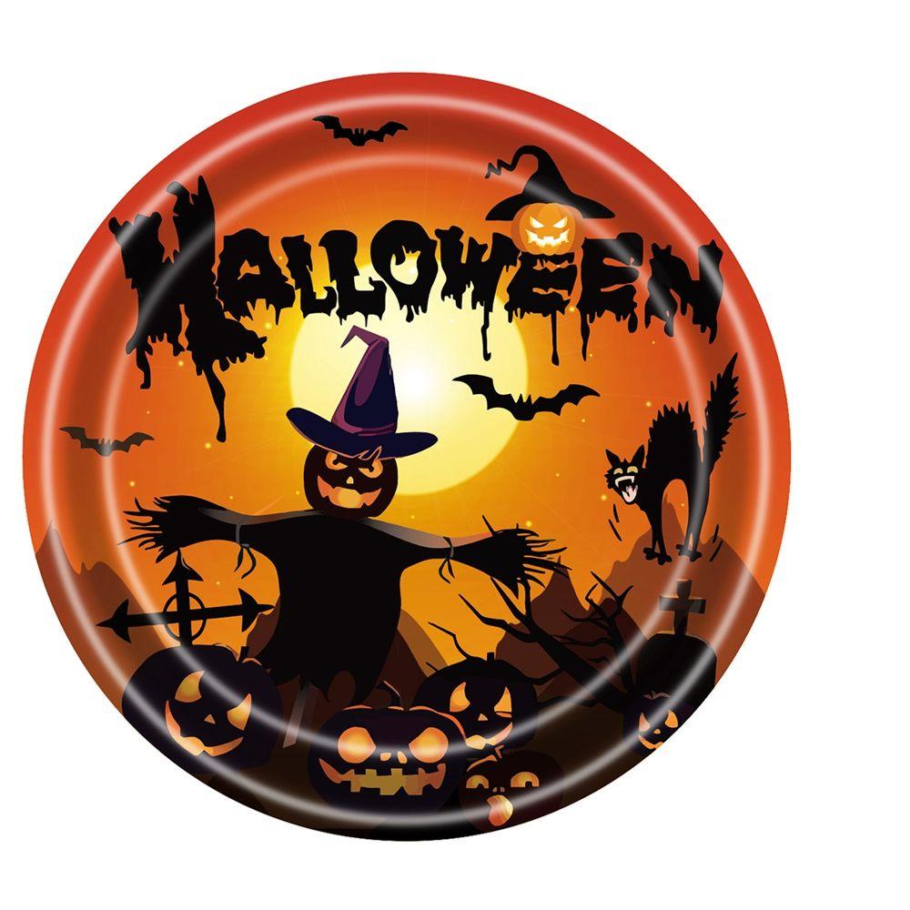 Bộ 24 Đĩa / Khăn Trải Bàn / Cờ Chủ Đề Halloween Sáng Tạo Dùng Một Lần