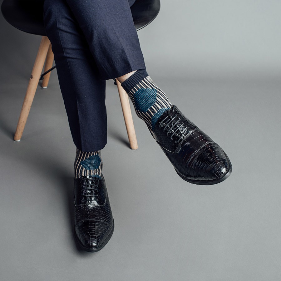 Giày Da Nam LAFORCE Họa Tiết Vân Da Rắn GNLABC001-D Tặng Tất UNIQLO Chính Hãng