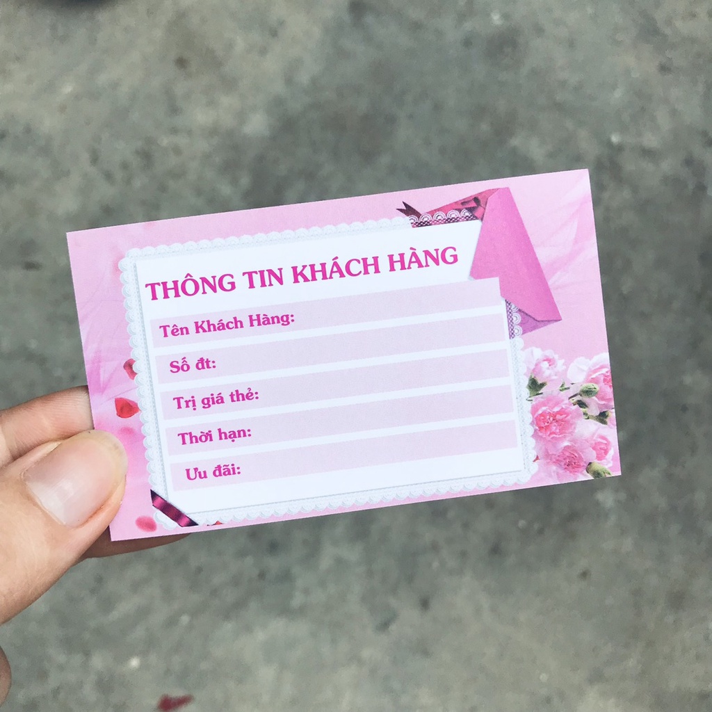 Thẻ tích điểm, Phiếu tích điểm size 9x5.4cm 100 cái màu hồng