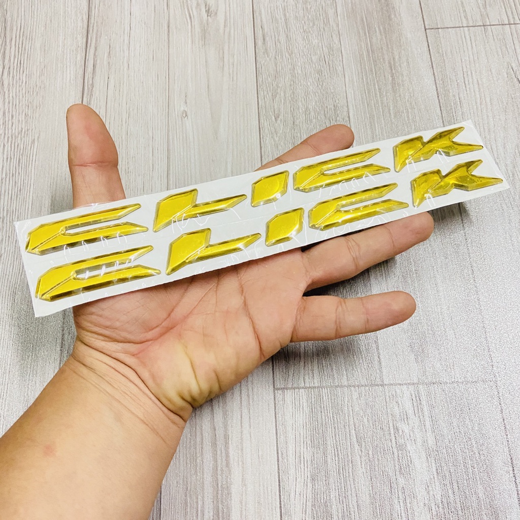 Bộ tem chữ CLICK mạ chrome sáng bóng dán trang trí xe Honda Click các đời