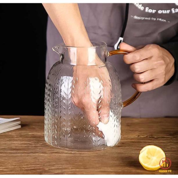 Bình trà thủy tinh nắp in nốc chịu nhiệt 400*độ c hàng cao cấp 1,3 lít GDTH