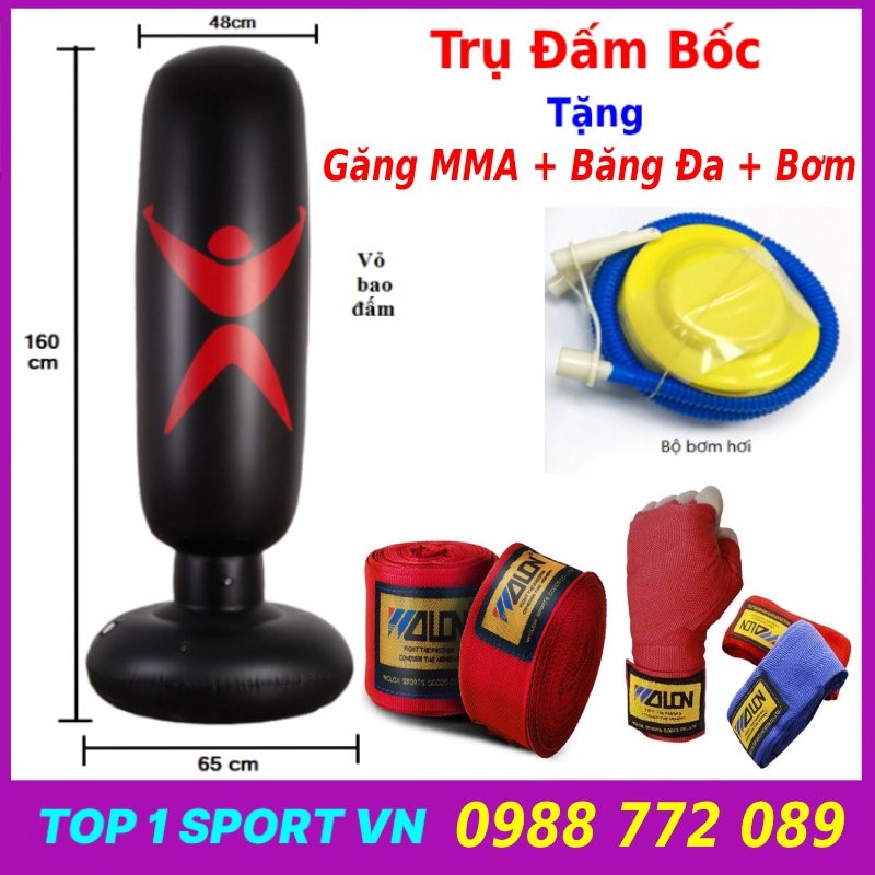 Bộ đồ chơi đấm bốc cho bé - Trụ hơi đấm bốc tại nhà cho bé tặng băng đa 3m + bơm + keo + miếng vá