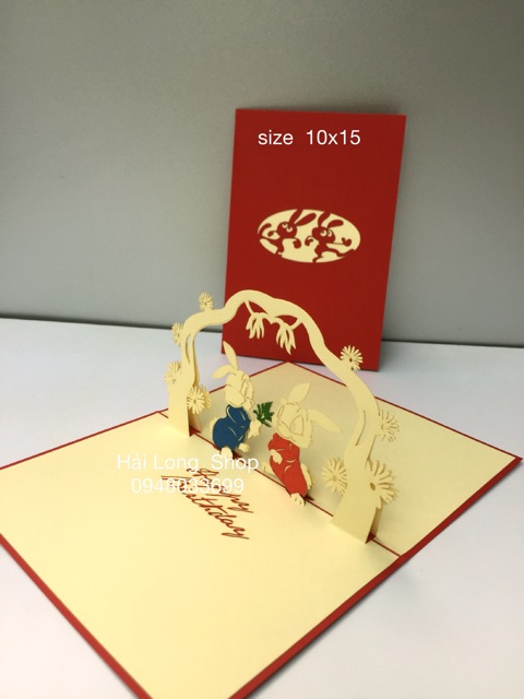 Thỏ tặng hoa ( rabbit )  - Sinh Nhật - Birthday - Thiệp 3D | BigBuy360 - bigbuy360.vn