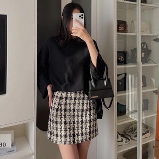 Chân váy chữ A dạ tweed