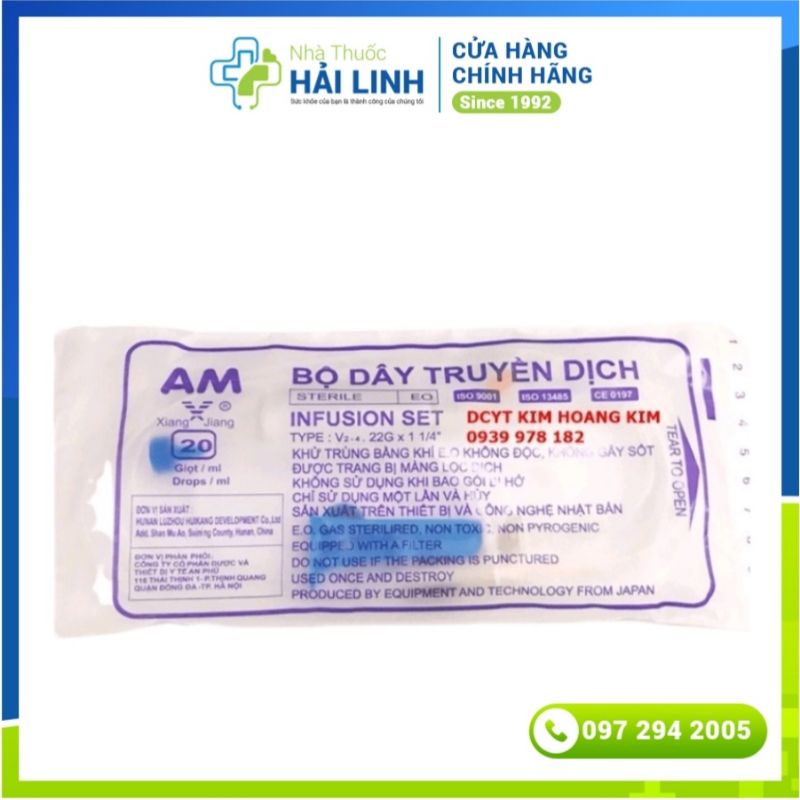 Bộ dây truyền dịch y tế ⚡ Nhà thuốc Hải Linh ⚡ 1 bộ trong túi tiệt trùng