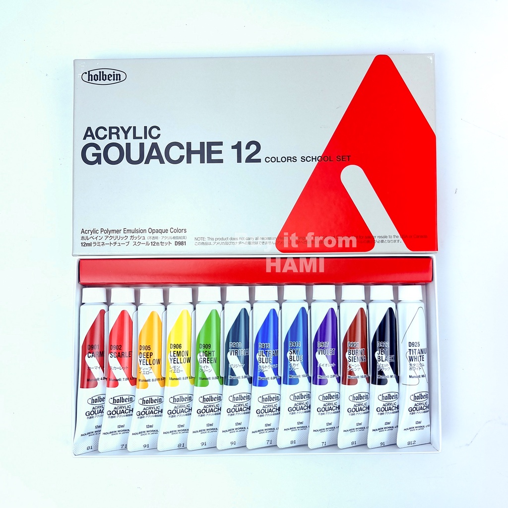 Màu Holbein Acrylic Gouache Set Primary