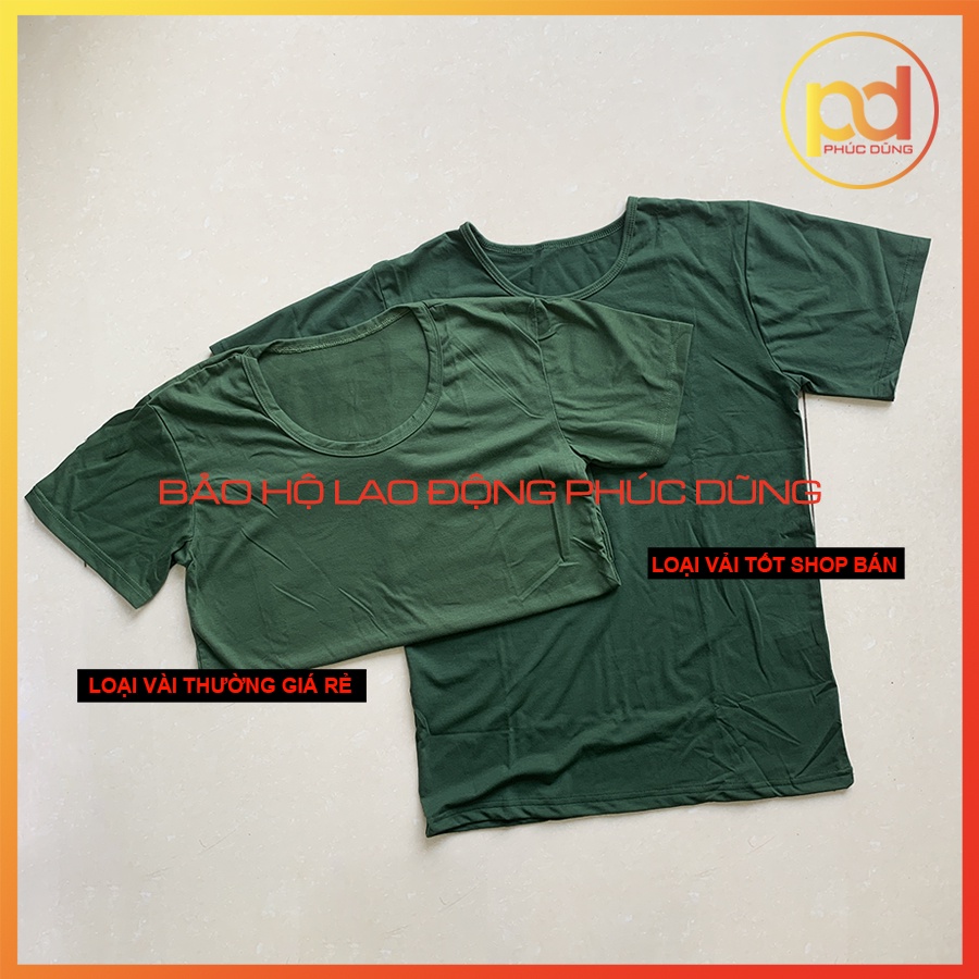 Áo thun nam lót cộc tay cổ tròn - Loại tốt khác với loại rẻ thị trường - Chất Cotton co giãn 4 chiều Xanh Lá Rêu & trắng