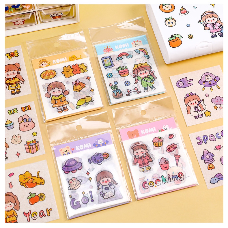 Set 12 miếng dán sticker trang trí đồ dùng hình cô gái siêu cute BAG U SCOBE12