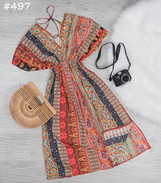 ĐẦM MAXI THỔ CẨM CỔ V TAY DƠI SANG CHẢNH ( KÈM ẢNH THẬT) | BigBuy360 - bigbuy360.vn