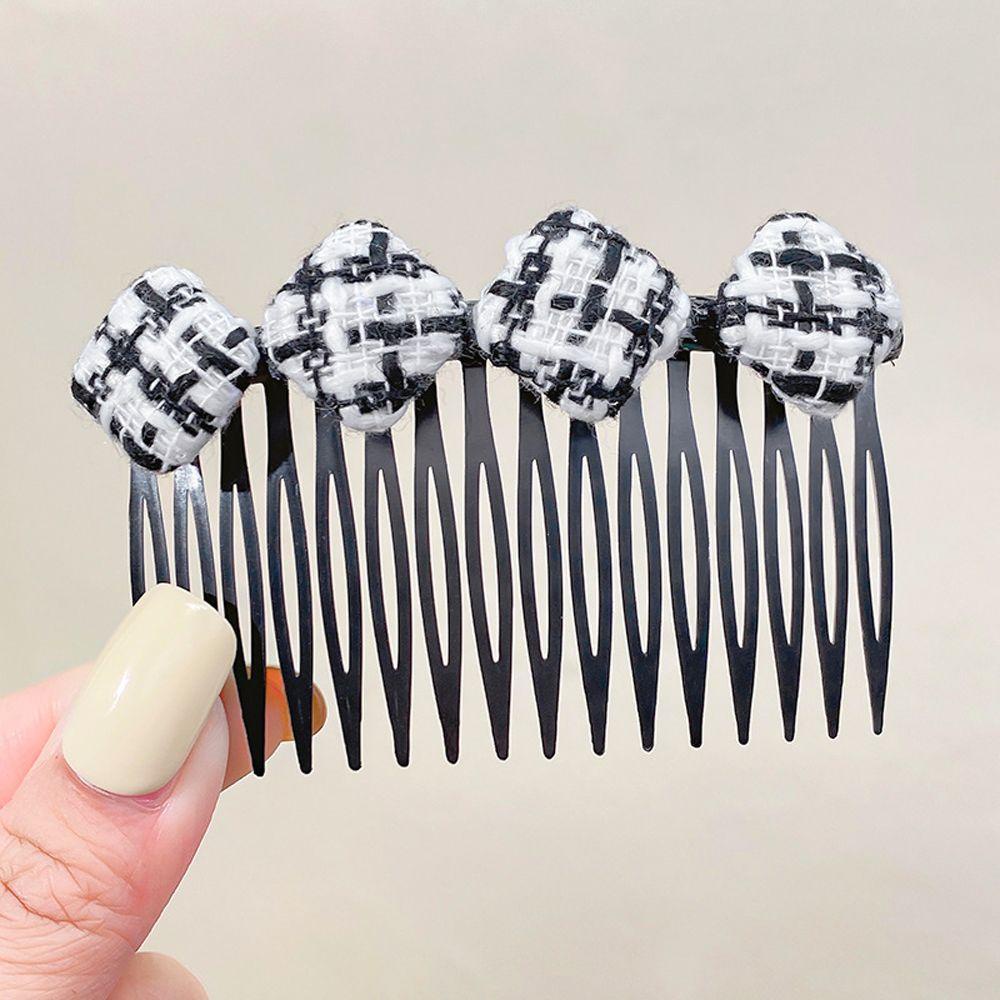 IVORY Lược Cài Tóc Hình Tròn / Trái Tim Kẻ Sọc Vintage Cho Nữ