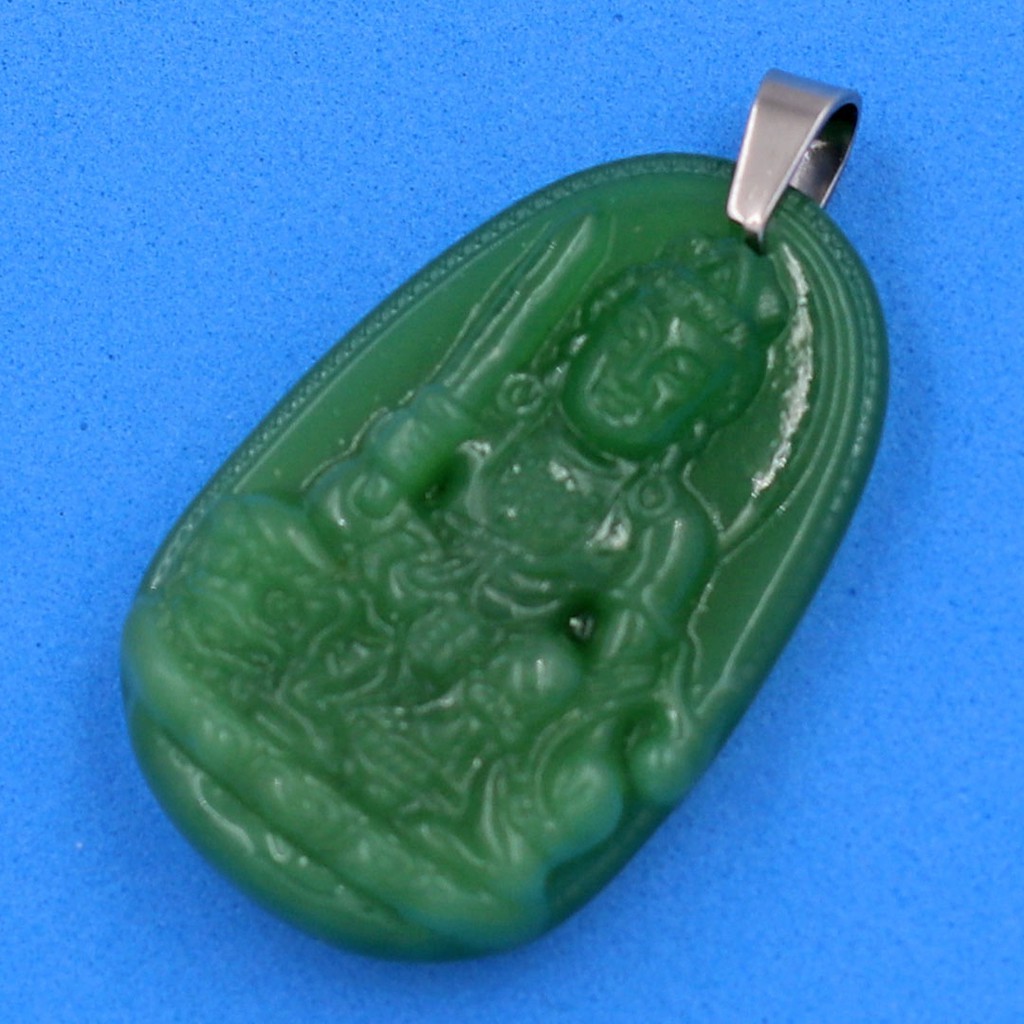 Mặt dây chuyền Phật Văn thù xanh 5 cm MVTAXLN3 - Hộ mệnh tuổi Mão