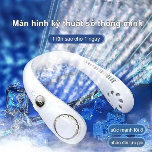 Quạt Đeo Cổ Mini - Quạt Không Cánh Cầm Tay Điều Chỉnh 360 Độ Dung Lượng Pin Lớn, Sạc Nhanh, Chạy Êm
