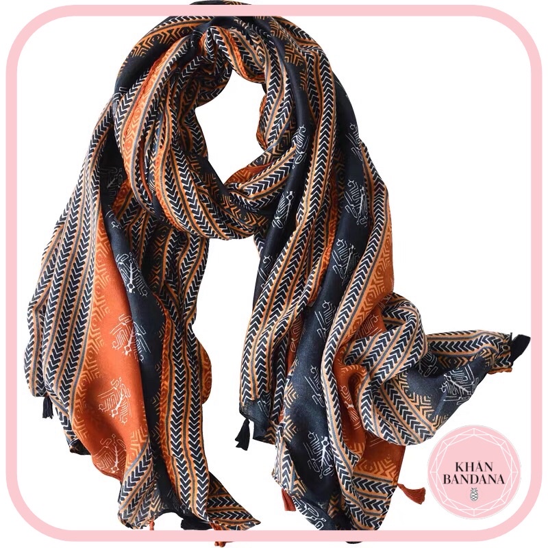 Khăn choàng bohemian in họa tiết thổ cẩm linen