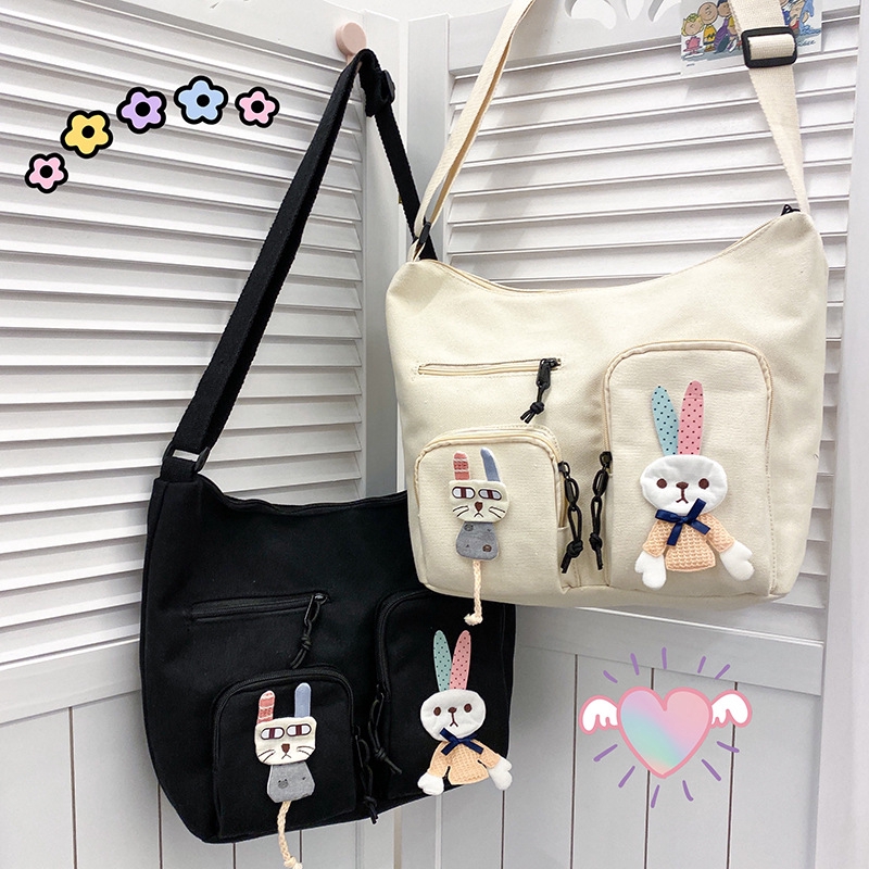 Túi tote vải bố đựng đồ canvas đeo chéo có khóa giá rẻ TX004