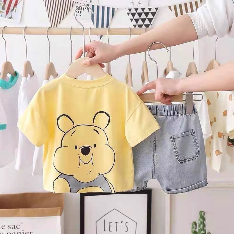 Bộ gấu béo quần jean cho bé trai