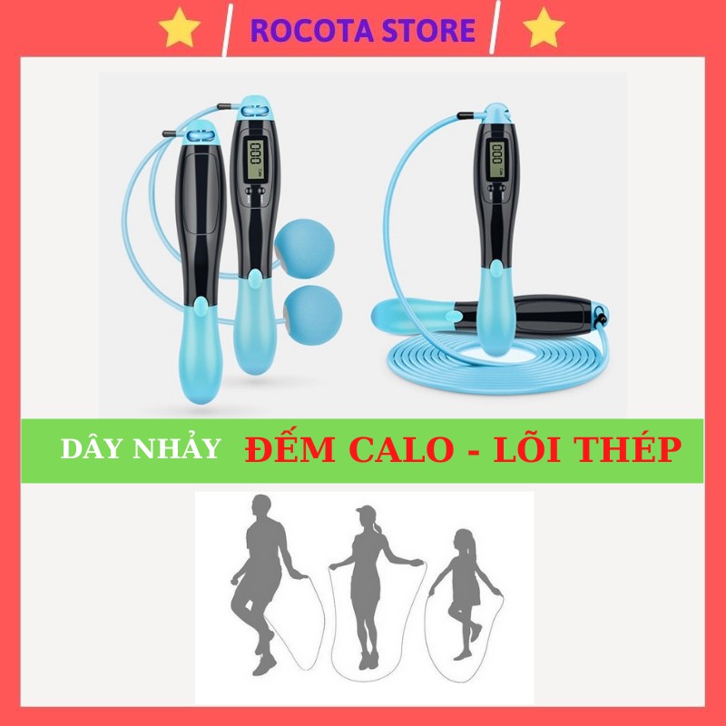 Dây nhảy giảm cân Rocota tập thể dục, có bộ đếm vòng, đếm số, tính calo điện tử thông minh