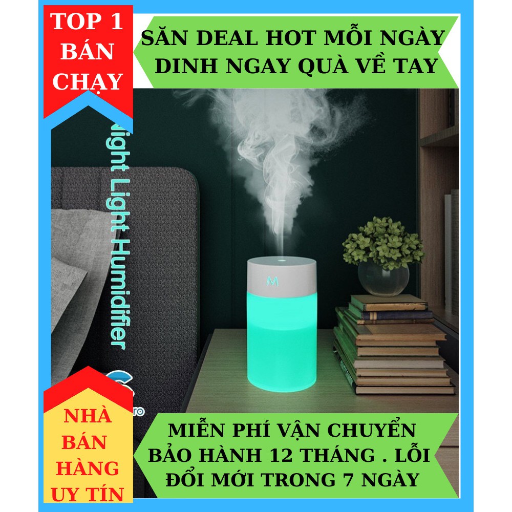 Máy phun sương mini tạo ẩm không khí có đèn Led nhiều màu sắc 260ml, Xông khuyếch tán tinh dầu thơm