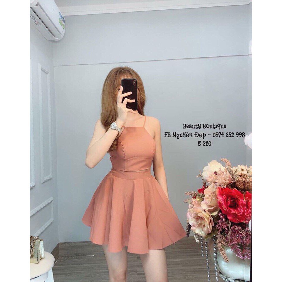 Set Áo Thắt Nơ Lưng & Chân Váy Xòe