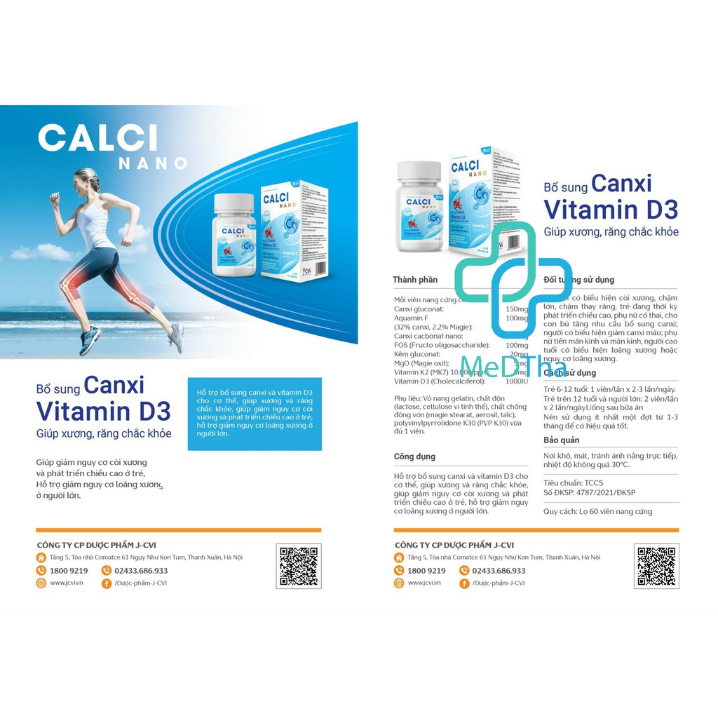 Calci NaNo - Bổ Sung Canxi và Vitamin D3 Giúp Phát Triển Chiều Cao, Xương Răng Chắc Khỏe