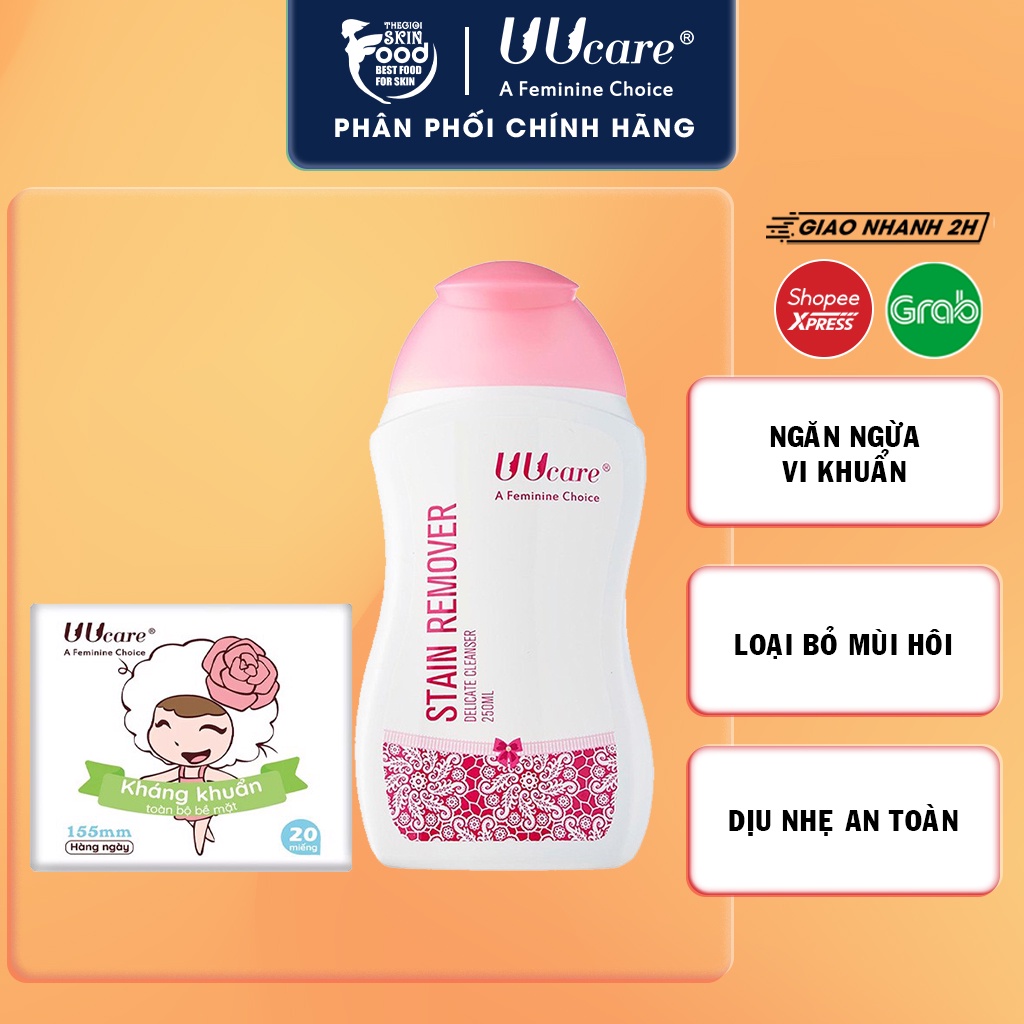 [Tặng Kèm BVS Hàng Ngày 20 Miếng] Nước Giặt Quần Lót Chuyên Dụng UUcare Stain Remover Delicate Cleanser 250m