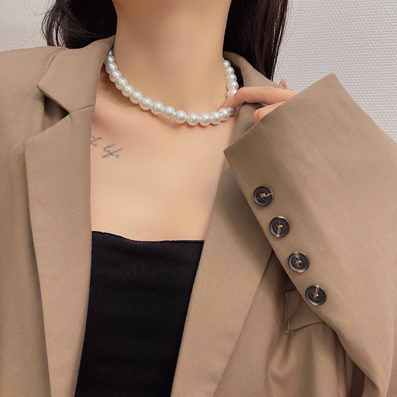 Vòng cổ choker hạt thanh lịch đủ size mac TR-81