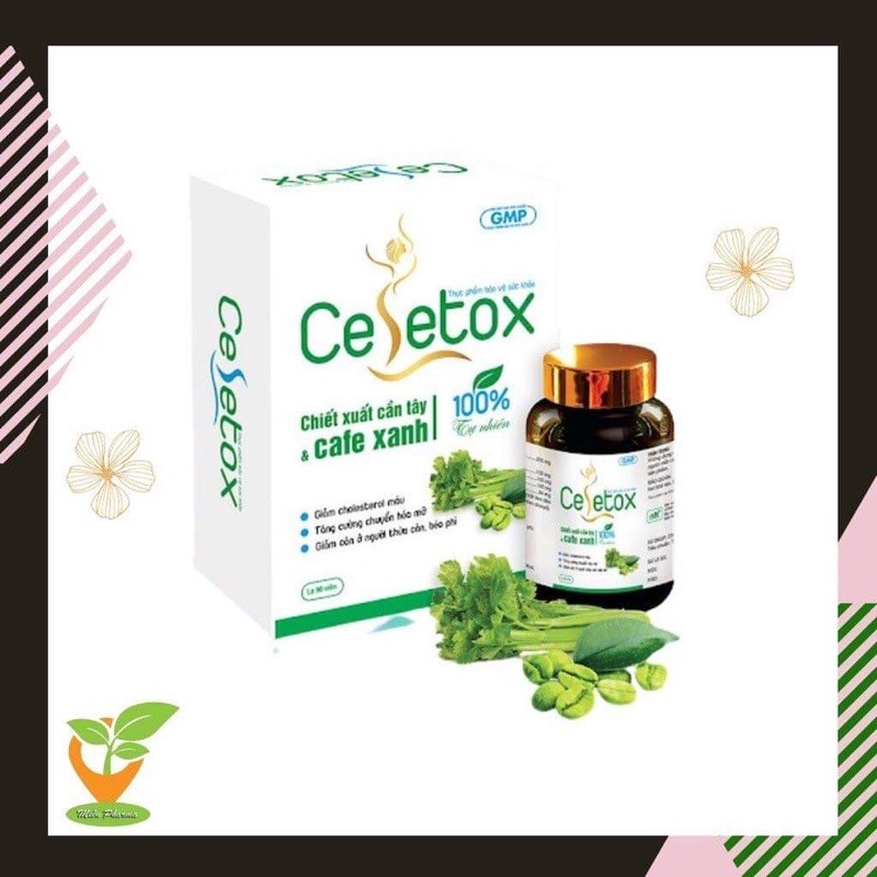 Celetox hỗ trợ giảm cân, giảm mỡ, chiết xuất cần Tây, cafe xanh