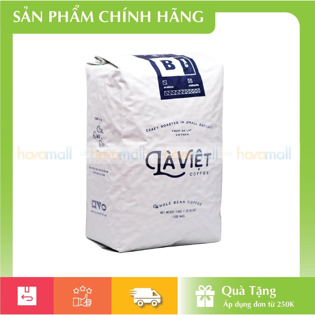 [CÓ HỖ TRỢ RANG XAY] Cà Phê Nguyên Hạt LÀ VIỆT BOLD - Arabica &amp; Robusta 1000g