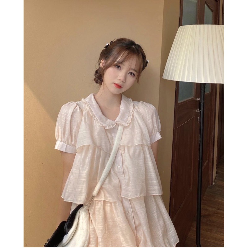 Váy cổ sen nhiều tầng ulzzang