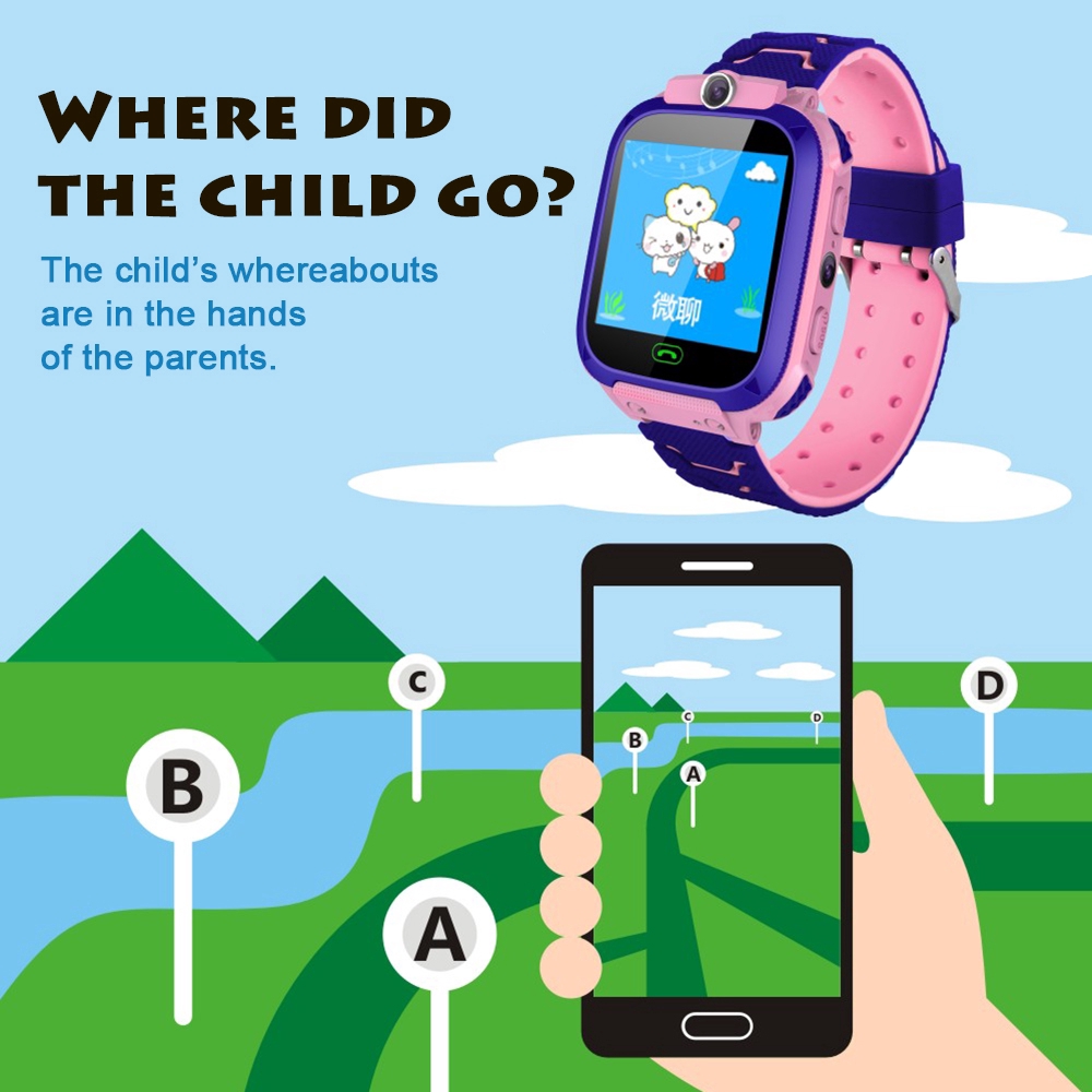 Ready S9 children's smart phone LBS positioning watch waterproof smart watch dial voice chat built-in game Ⓡ