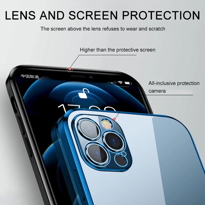 [ỐP LƯNG BẢO VỆ CAMERA] Ốp Lưng Điện Thoại Mềm Trong Suốt Mạ Sang Trọng Cho iPhone 14 pro max 13 12 Pro max