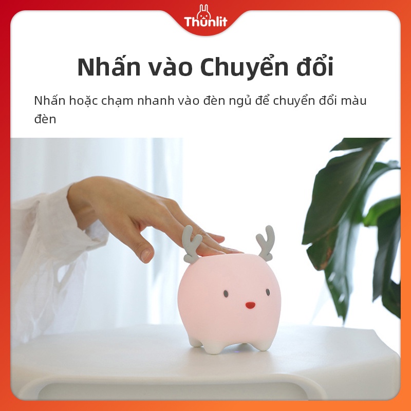 Đèn ngủ Thunlit sạc USB nhiều màu thiết kế kiểu hươu dễ thương