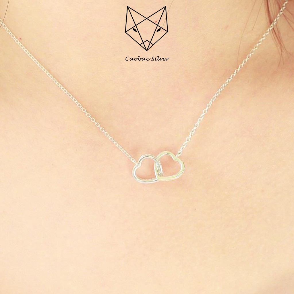 Dây Chuyền Bạc Nữ S925 Caobac Silver Hoạ Tiết Tim Lồng Tim Phong Cách Đơn Giản Tinh Tế
