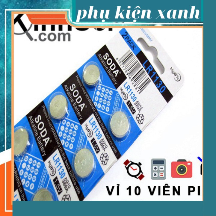 Vỉ 10 viên pin cúc áo LR1130 AG10 dành cho các loại kinh soi